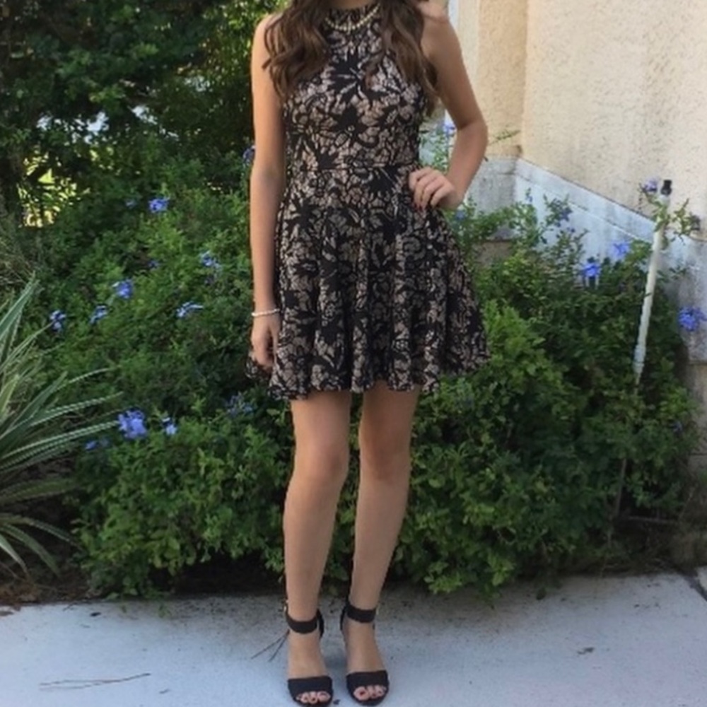 3/25Windsor homecoming high neck lace flower dress